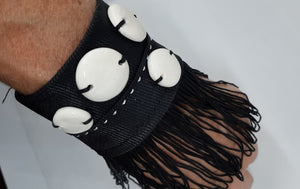 Epoque wrist cuffs in fabric and ceramic